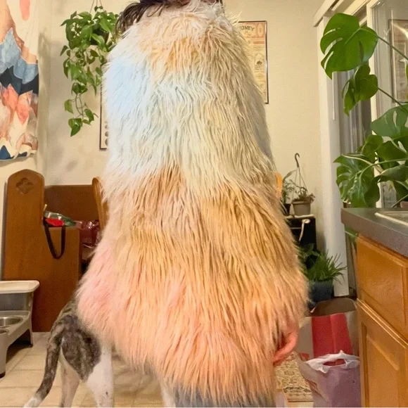 Forever 21 Pastel Faux Fur Coat in Peach, Light Blue & Pink - Picture 3 of 5